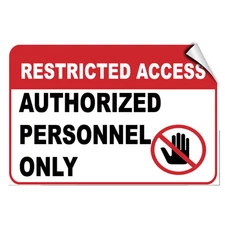 Restricted Access Authorized Personnel Only Security LABEL DECAL STICKER