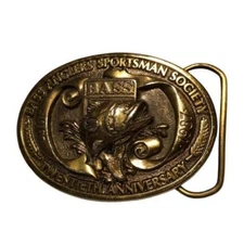 1987 B.A.S.S. Anglers Sportsman Society 20th Anniversary Brass Belt Buckle