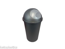 50 LITRI CUCINA PROIETTILE/PATTUMIERA/SPAZZATURA PLATINO/ARGENTO CON PATTA ARGENTO MADE IN UK