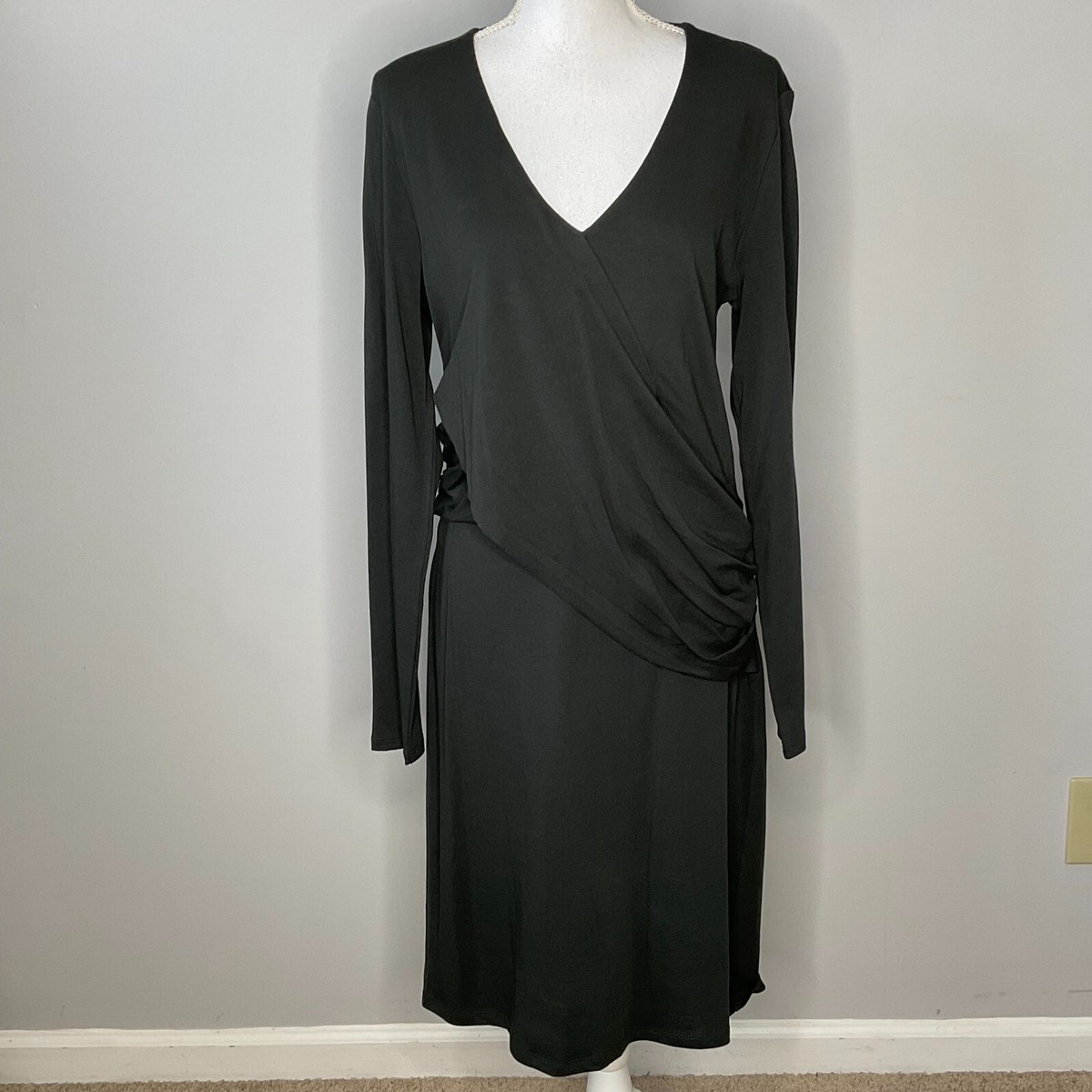 sundance catalog formal dresses Sheath Dress Drape Long Sleeve V Neck Long Sleeve Womens Large Sundance catalogue