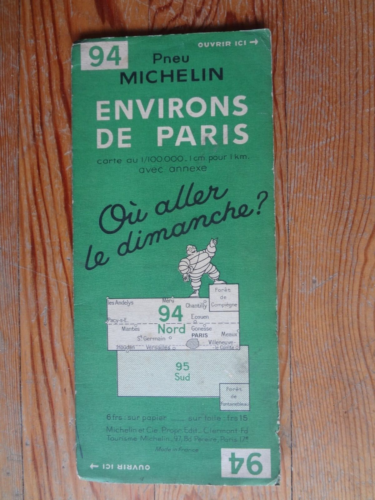 Ancienne Carte Michelin de 1933 - Environ de PARIS - 1/100000 - Afbeelding 1 van 4