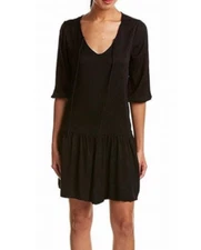 Michael Stars Women Romy Rayon Shift Drop Waist Dress Black Size XS 6409