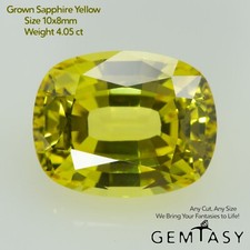 Cut stone - Sapphire Yellow Czochralski (Pulled) lab grown, facet 10x8mm 4.05ct