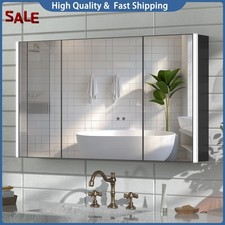 LED Lighted Medicine Cabinet With Mirror Large 3 Doors Medicine Cabinet Bathroom