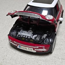 Hot Wheels Mini Cooper Diecast Car Redwhiteblack Opening Hood Doors Trunk