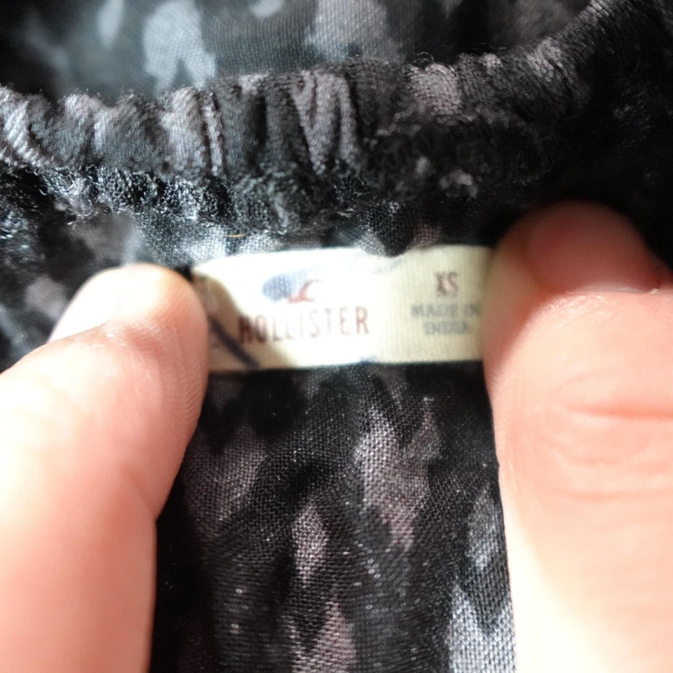 Vestido Y2K Hollister Para Mujer XS Negro Floral Borde Hombro Descubierto Boho Suroeste Foto 2 de 4