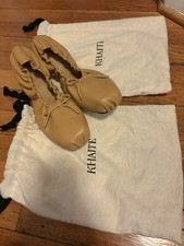 Khaite Beige Leather Ashland Ballet Flats Size 40.5 - 10.5 US With Dust Bags
