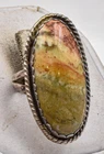 Vintage Southwestern Sterling Silver long multi color AGATE ladies ring sz 6.25