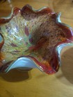 Vintage Mid-centry  Murano Tutti Fruitii Hand Blow Art Glass With Fuffled Edge — photo 6