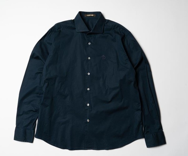 Men Roberto Cavalli Shirt Navy Cotton 42 / XL / 50