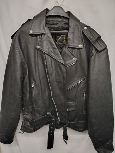 Leather Jacket Highway Hawks Mens Size 52 Black Biker Jacket