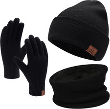 Winter Beanie, Scarf  Touchscreen Gloves Set for Men  Women - Warm  Cozy