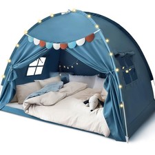 Full Size Bed Canopy for Kids, Toddler Bed Tent Dream Playhouse Privacy Floor...