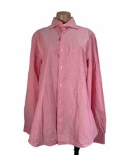 Eton Shirt Mens 16.5 42 Striped Pink Long Sleeve Dress Button Italian Cotton