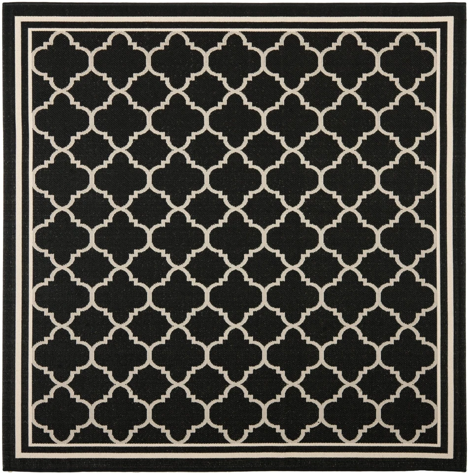 Alfombra SAFAVIEH Courtyard Collection - 6'7" cuadrada, negra y beige, enrejado... Foto 3 de 4