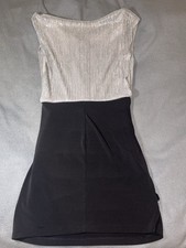 Sweet Storm Women's Dress Size Small Silver Top Black Skirt OnePiece Sleeveless