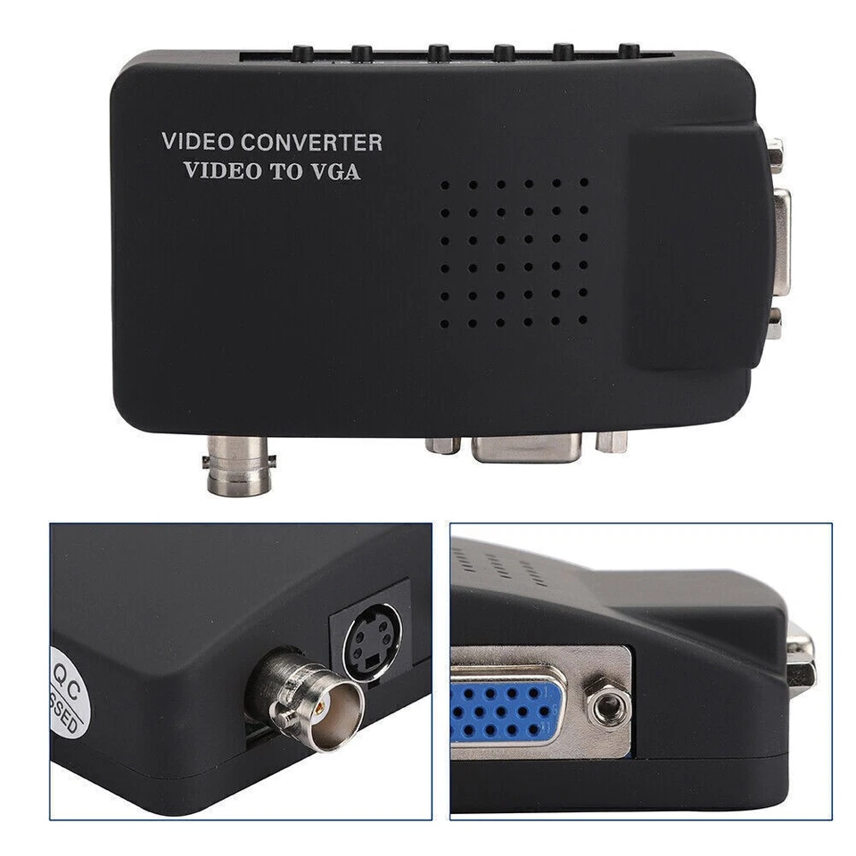 BNC S Video zu VGA HD Konverter Adapter für Computer PC Monitor UK EU Stecker - Bild 2 von 4