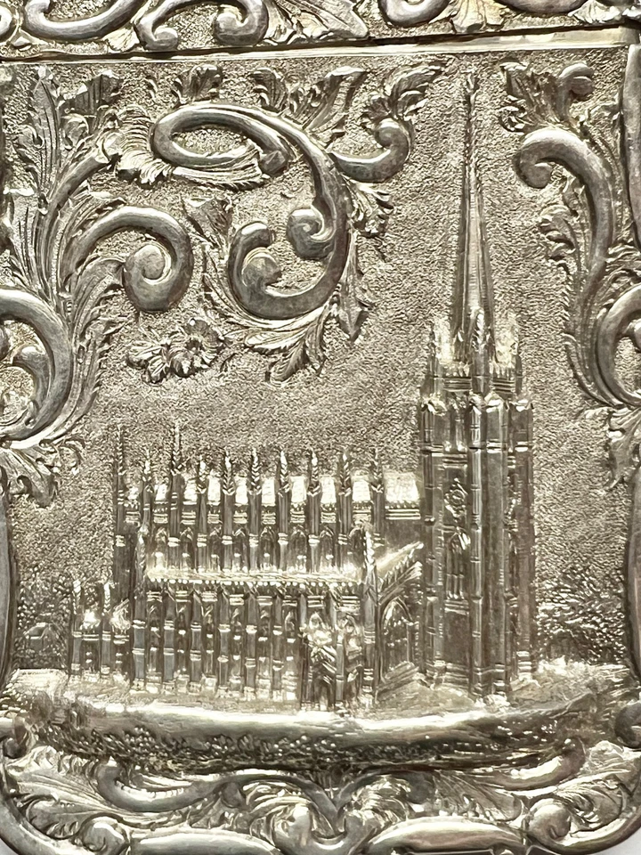 Nathaniel Mills Castle Top sterling card case - view of Trinity Church Wall St. - Image 4 of 4