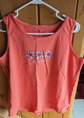  Women's Life is Good Magnolia Orange High-Low Sleeveless Crusher Tank X-Large 