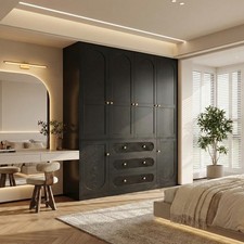 Three-Drawer Wooden Wardrobe Cabinet - 72"H