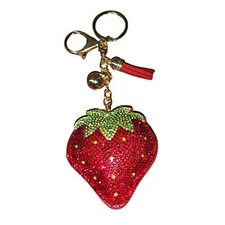 Popfizzy Bling Strawberry Keychains for Women and Girls, Rhinestone Purse