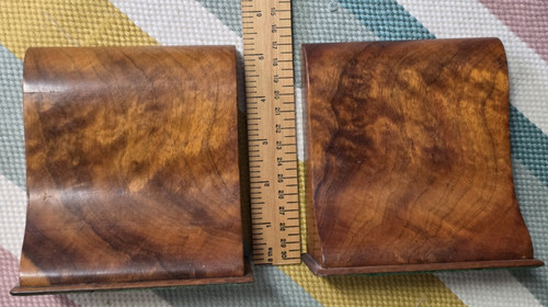 pair of antique hawaiian koa wood bookends . hawaii