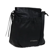 BURBERRY Shoulder Bag Leather Black Auth yk16686