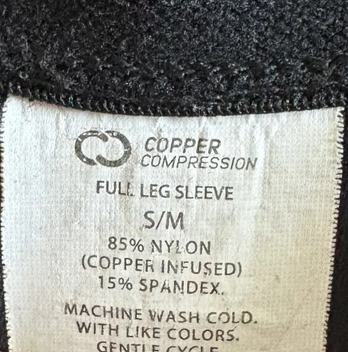 Copper Compression - Men's Full Leg Brace/Compression Sleeve S/M - Image 3 of 3