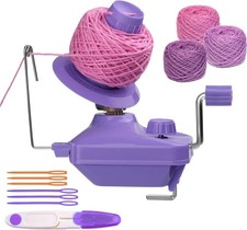 Yarn Winder, Yarn Ball Winder, Purple Hand-Operated Roller 3 Rolls of Crochet...