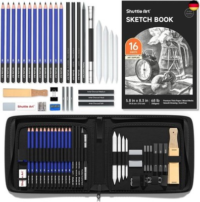 Shuttle Art Zeichenset, 37 teiliges professionelles Zeichenstifte Set mit