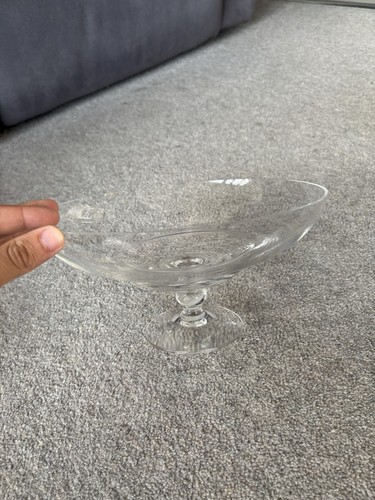 Comport Vintage Clear Crystal Glass Pedestal Bowl Footed Comport Dessert Fruit ...
