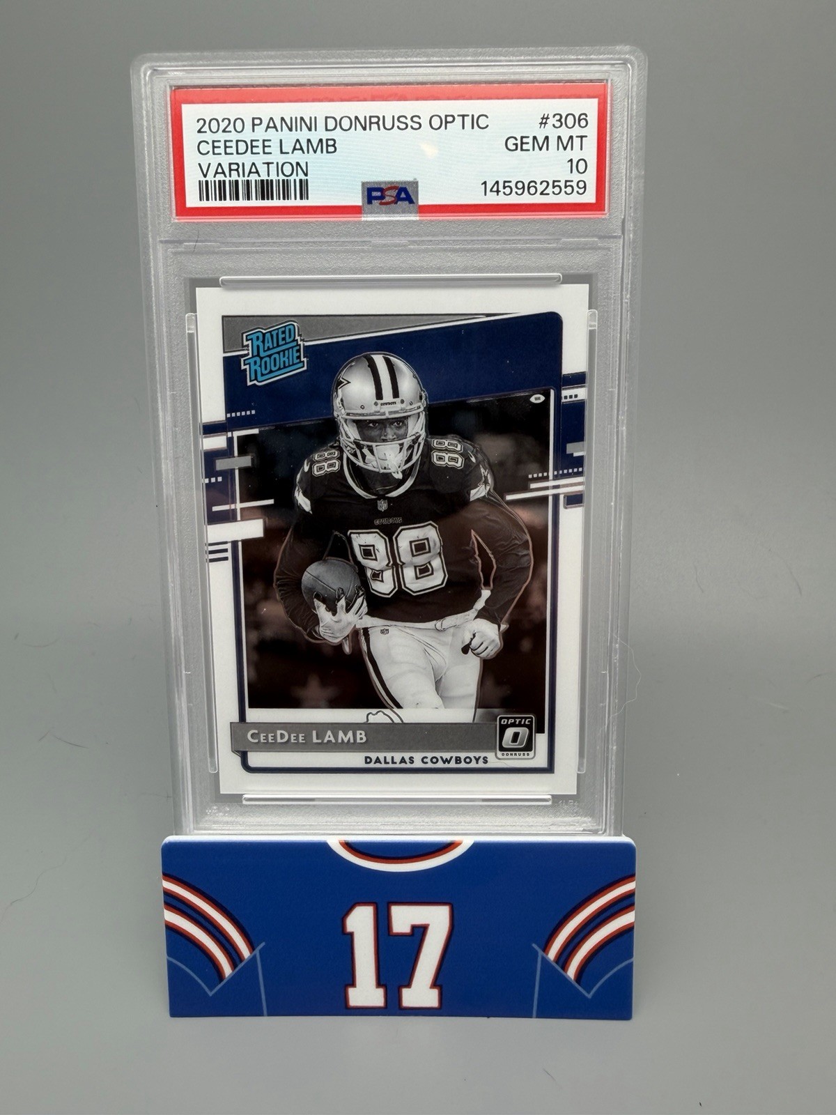 Ceedee Lamb 2020 Donruss Optic Variation Negative Card #306 PSA 10