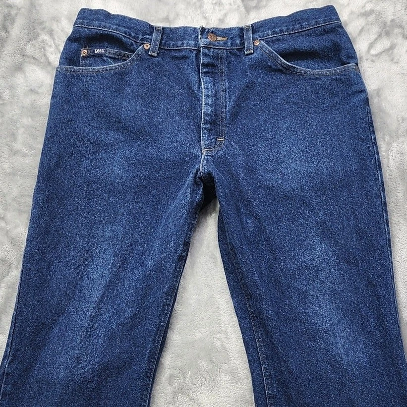 Jeans LEE vintage para hombre 36X30 azul calce regular pierna recta denim pesado Foto 2 de 4