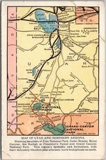 Vintage 1922 Union Pacific Railroad Advertising Postcard "MAP OF UTAH & ARIZONA"