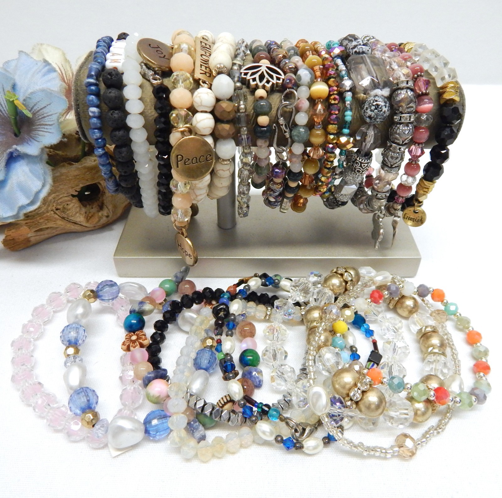Fashion Jewelry Bracelet Lot Stone, Glass, Crystal & Acrylic Beads