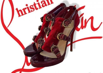 Escarpin Christian Louboutin Larissa Plato Talons 120 mm Rouge Taille 40 US... - Photo 1/4