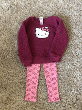 Hello Kitty 2 Piece Outfit - Soft Fuzzy Top and Leggings - Size 6X