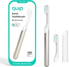 Quip Metal Sonic Electric Toothbrush, Travel Case + Replacement Head - Moonrise