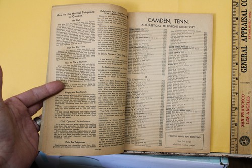 1954 Camden Tennessee Telephone Directory Yellow Pages Southern Bell - Picture 3 of 5
