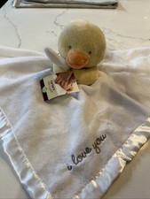 Carters Yellow Duck Security Blanket Lovey White Velour Satin I Love You" NEW