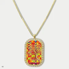 Stunning Colorful Tree of Life Pendant Necklace Chain Image Dog Tag Chain Gift D