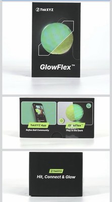 TekXYZ GlowFlex Reflex Ball w/ Counter App, Glow-in-The-Dark, Neon Yellow - New!