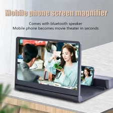 12 in 3D Phone Screen Magnifier With Bluetooth Speaker HD Video Amplifier Stand