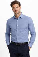 Calvin Klein Men Dress Shirt New XL Blue Stretch Button up Long Sleeve Slim Fit