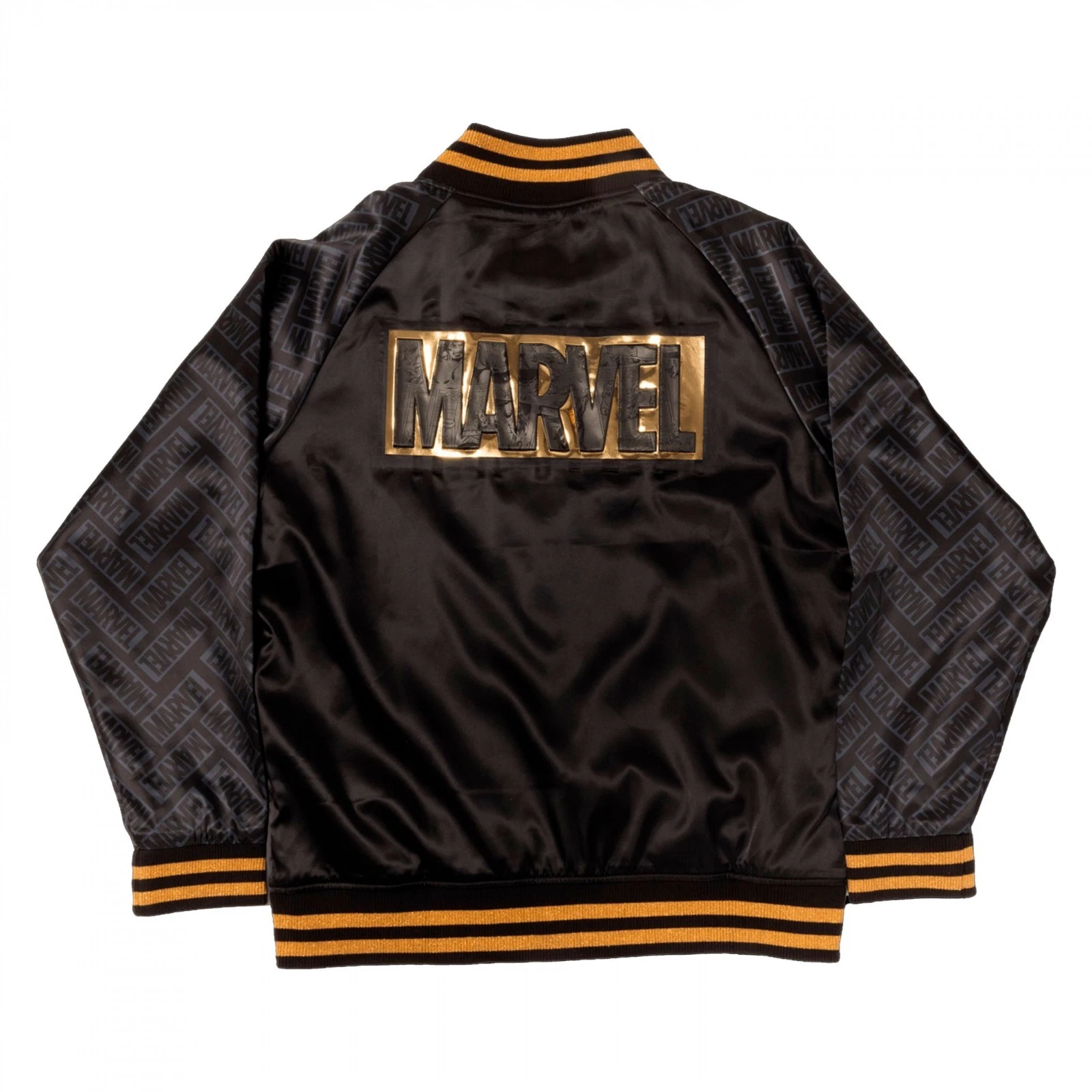 NEW - MARVEL 85th Anniversary Golden Logo Satin Bomber Jacket By Loungefly - XL image 1