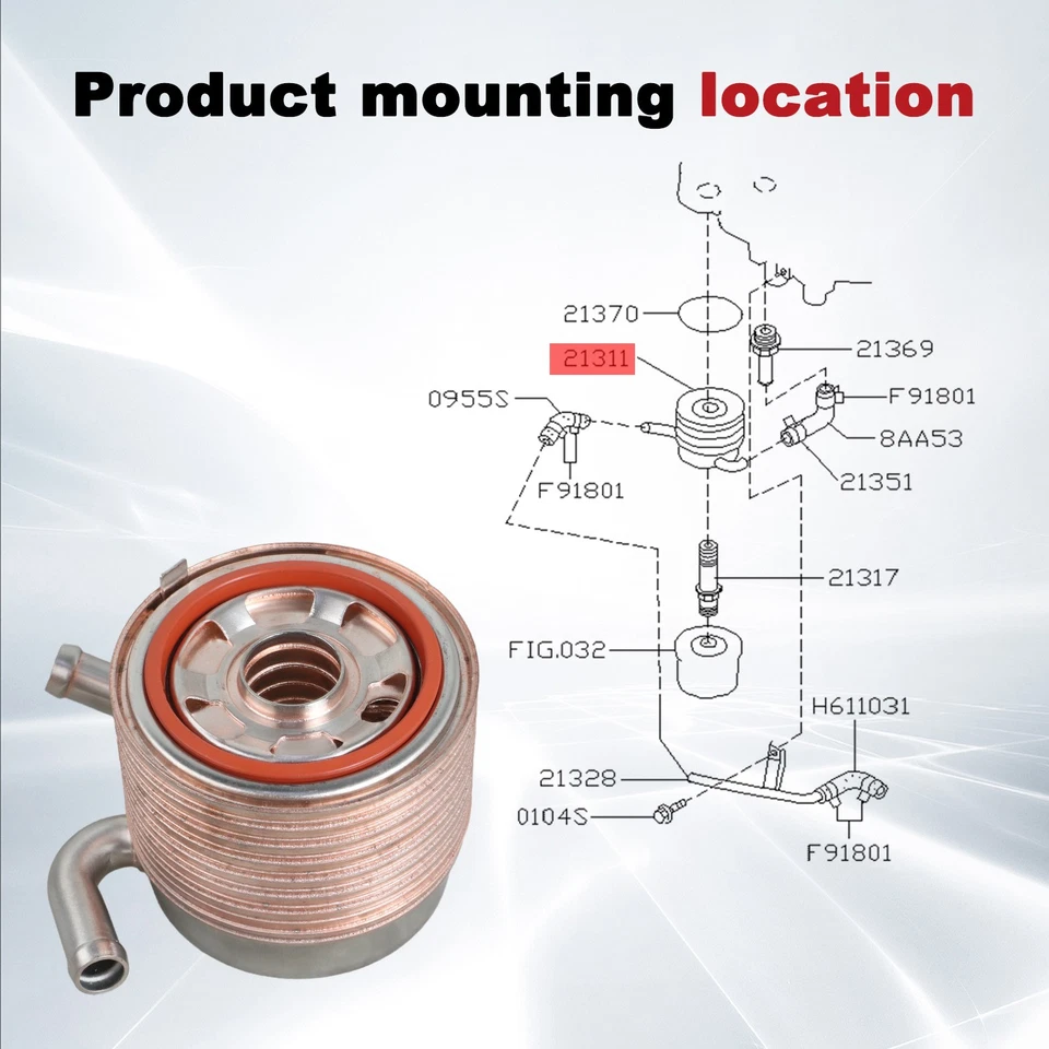 Enfriador de aceite de motor para Subaru Impreza STI WRX Forester 2.0T 2.5T 21311-AA120 Foto 2 de 4