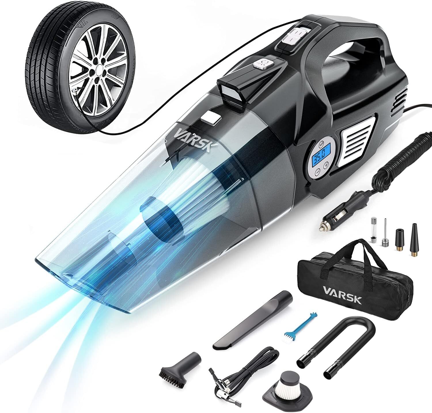 4 in 1 powerful car vacuum cleaner, tire inflator, portable car vacuum cleaner