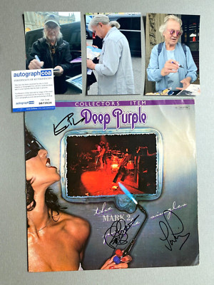 DEEP PURPLE ''GILLAN-PAICE-GLOVER'' In-person signed LP-Cover Vinyl 12'' COA ACOA