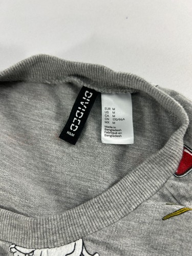Divided H&M Cat Sushi Crewneck Sweatshirt Juniors Size Medium Gray Shirt Top - Picture 3 of 8
