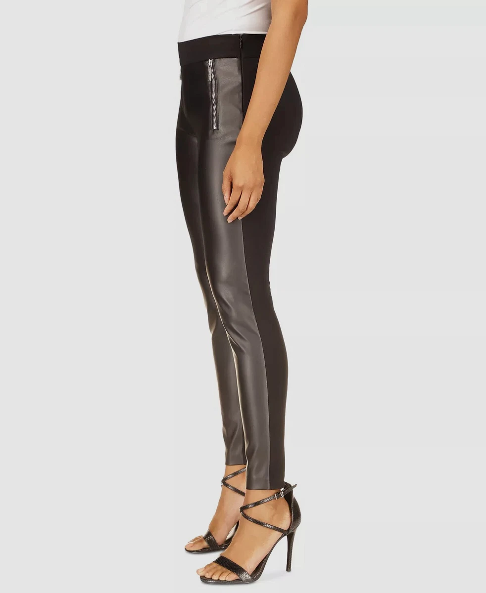 $110 Michael Kors Women's Black Faux-Leather Leggings Pants Size XL